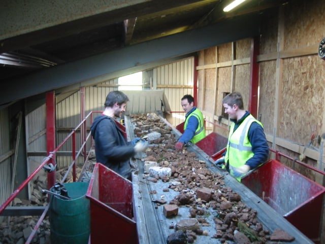 The recycling line in the early days of Brampton Skip Hire, North West Recycling.