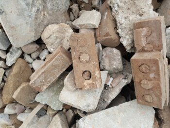 Close up of brick rubble