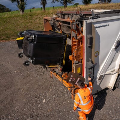 Bin Wagon in Operation - Business Waste Wheelie Bins Collections from North West Recycling