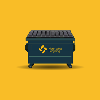 An industrial North West Recycling branded bin