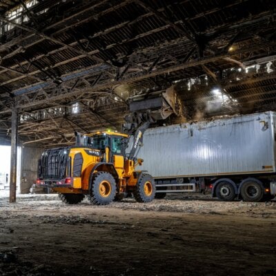 Soil being loaded into a truck